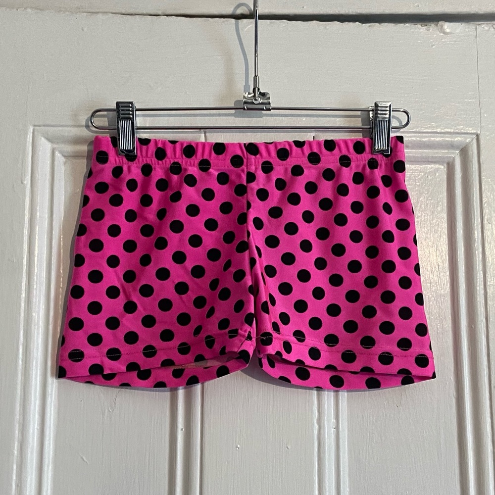 NEW Hot Pink Spandex / Bike Shorts w/ Black Dots